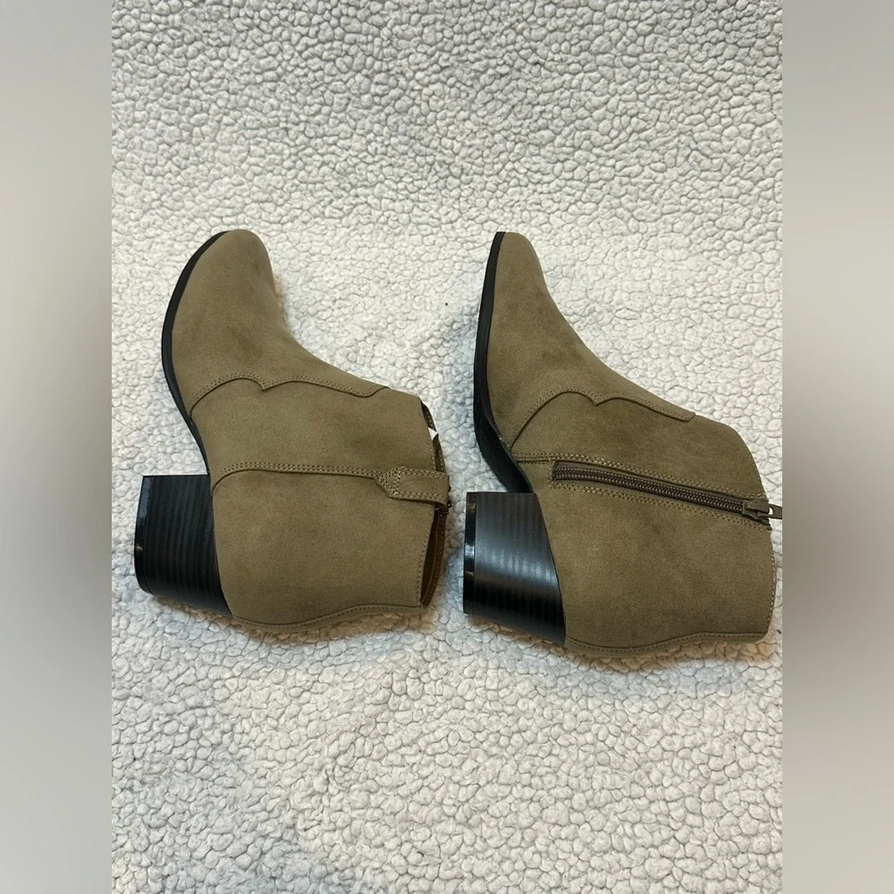 Old Navy Olive Faux-Suede Ankle Boots